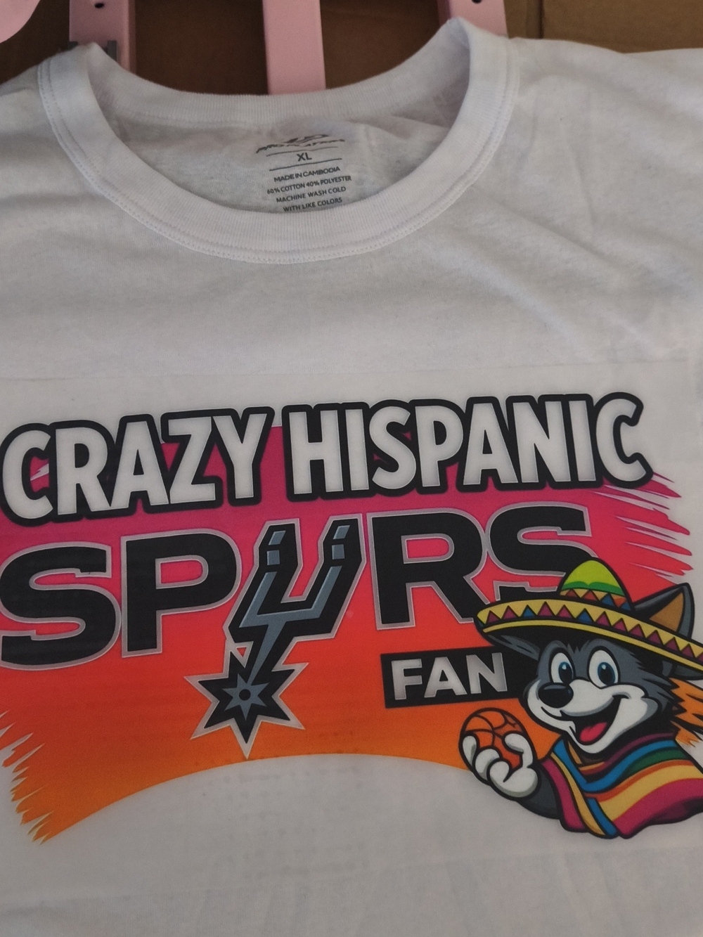 Kids White 'Crazy Hispanic Spurs Fan' Graphic Tee
